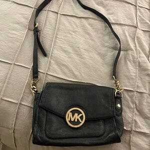 Michael Kors Black Crossbody Bag with Gold Accents